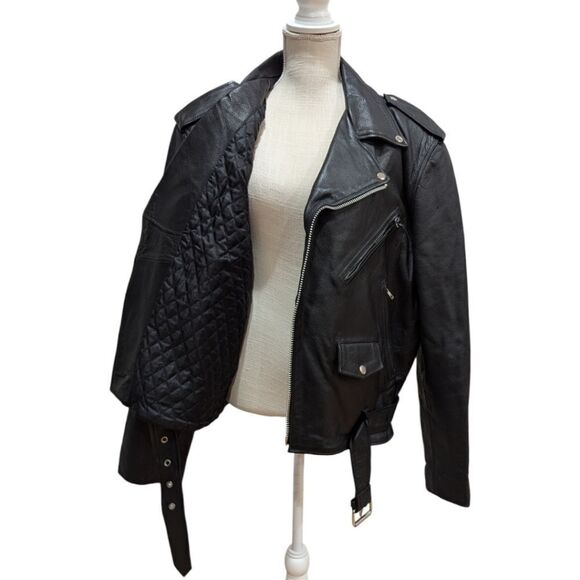 FMC Men's 48 Motorcycle Biker Jacket 100% Leather in Black - Picture 6 of 8